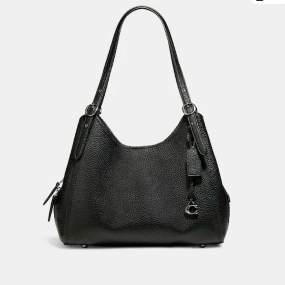 Coach The Lori Shoulder Bag C4824 Black Pebbled Leather Suede And Canvas
